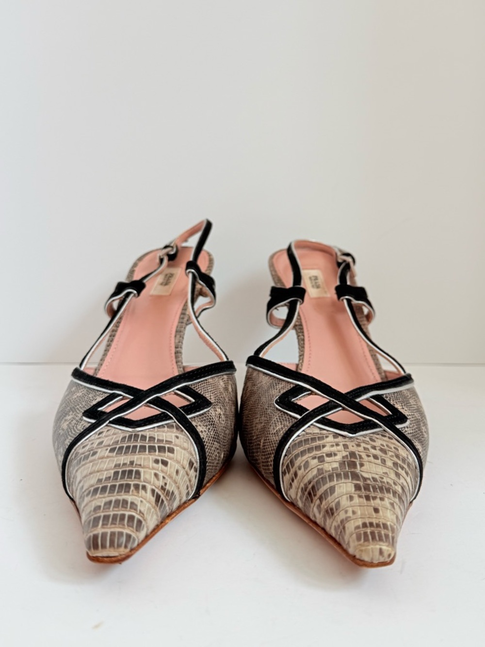 Vintage Prada Snakeskin Suede leather trim Slingback pointed toe Heels EU 40.5 - Picture 7 of 10